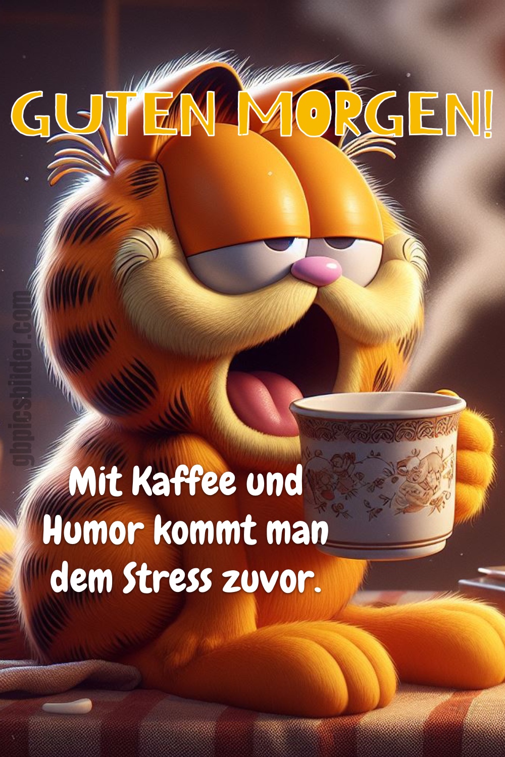 Guten Morgen mit kaffee und humor